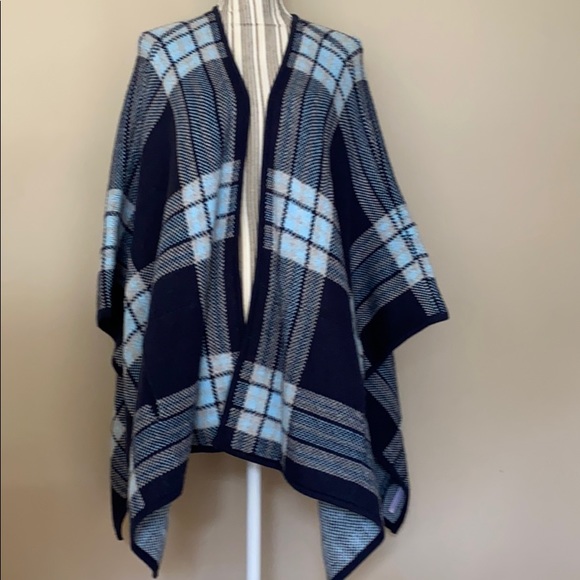 Tommy Hilfiger Sweaters - Tommy Hilfiger Navy Blue & LT Blue plaid Poncho